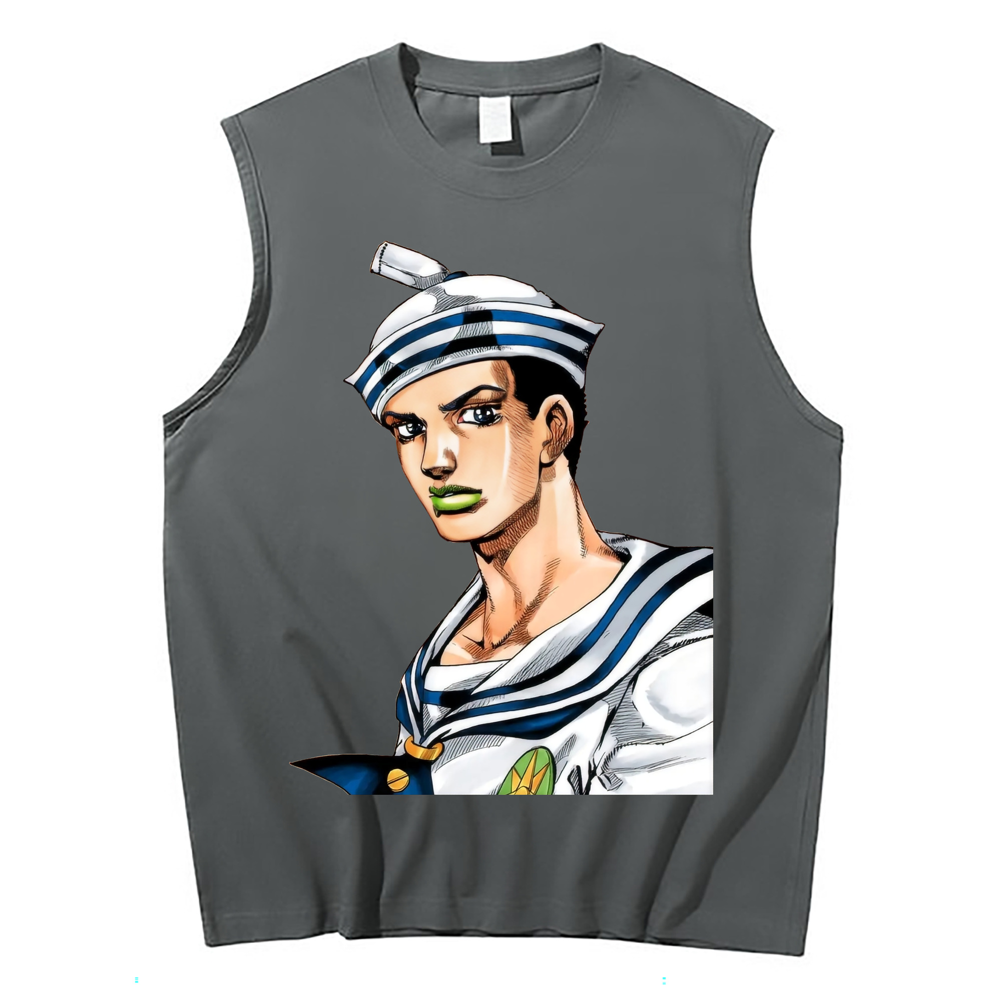 （画像用） ジョジョの奇妙な冒険 東方定助 JoJo's Bizarre Adventure Higashikata Josuke コットン100％タンクトップ（フロントプリント）